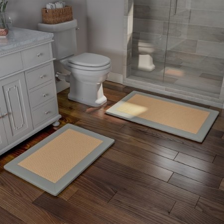 HASTINGS HOME 2-piece Bathroom Rug Set, Memory Foam Mats, Non-Slip Absorbent Runner for Bathroom, Platinum Gray/Tan 469400CJA